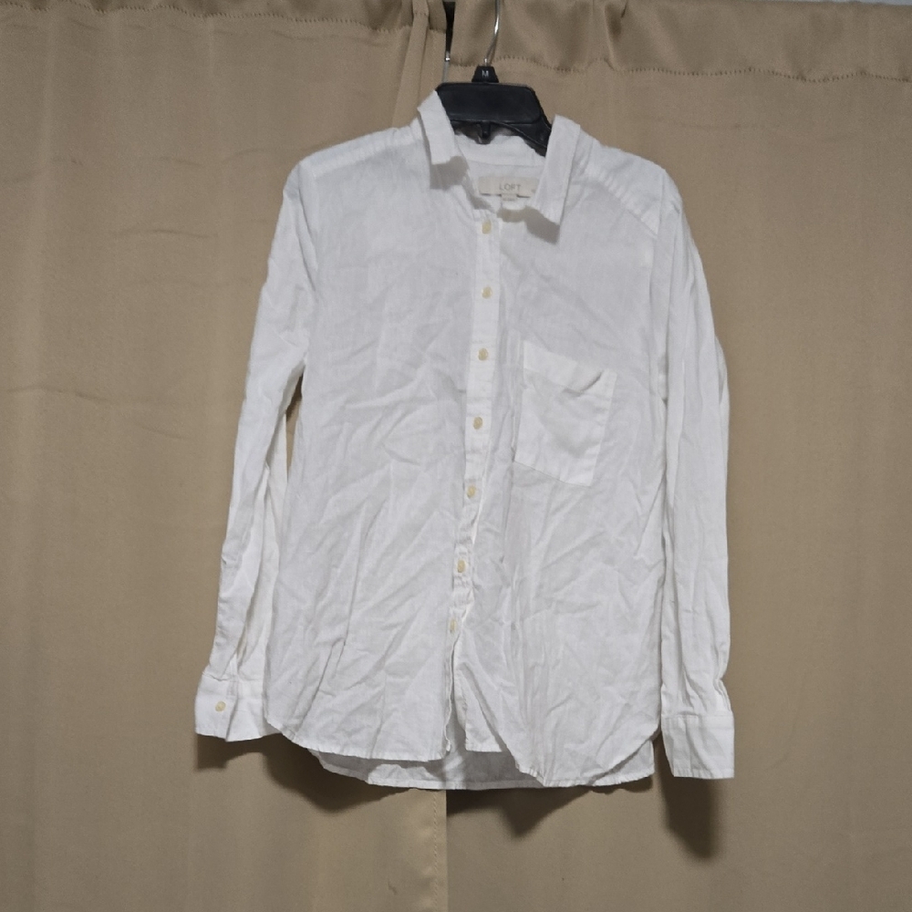 LOFT Women's Crisp White Casual Button-Down Shirt